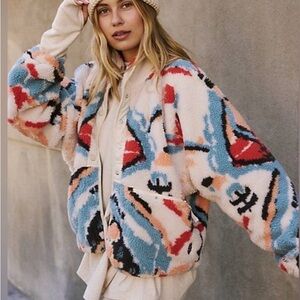 FP Movement by Free People Cream Multi-Color Sherpa Jacket